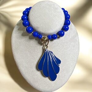 Vintage 1970’s/80’s Trifari Blue Gold Beaded Long Necklace Rare